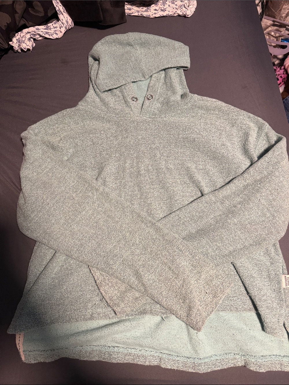 Light Teal Women's Knit Hoodie Sweatshirt
